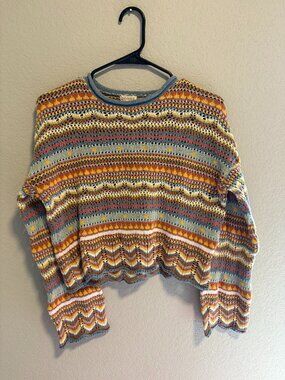 Ghanda Cropped Multicolor Knit Sweater Size S
